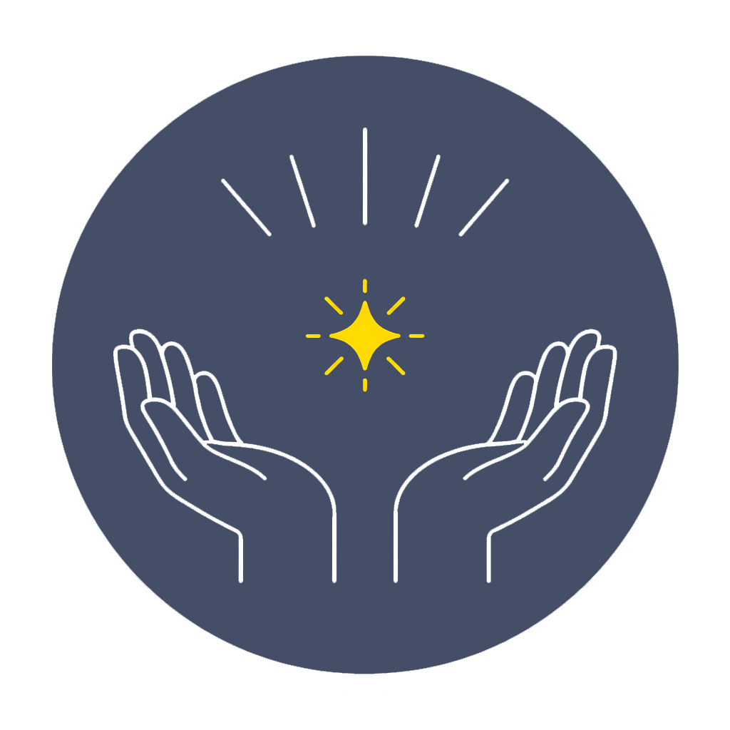 Hands with light icon
